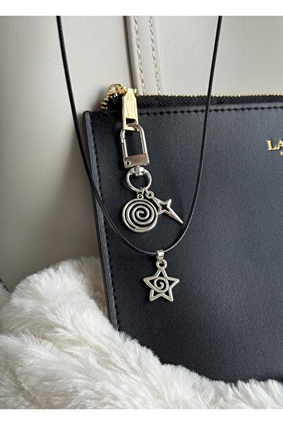 WhimsyWhite مجموعة قلادة حلزونية وسلسلة مفاتيح على شكل نجمة، مجموعة قلادة وسل...