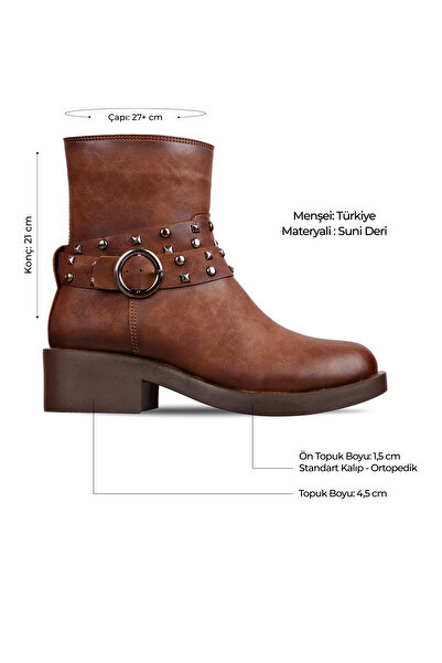 MY DERİ Lity Women's Belt Buckle Heeled Boots 4299