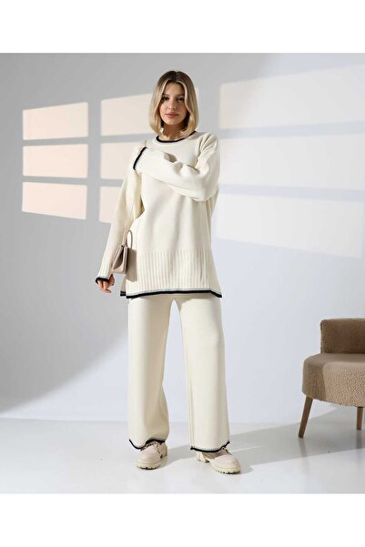 Cemre Life New Deux Women's Shepherd Stitch Detailed Knitwear Set