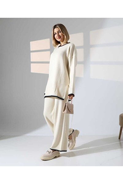 Cemre Life New Deux Women's Shepherd Stitch Detailed Knitwear Set