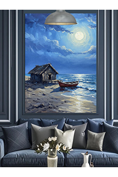 KanvasSepeti Pe malul mării, pictură în ulei de înaltă calitate texturat Pânz...