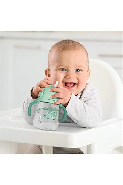 Aputue Anti-Spill Sippy Cup 240ml with Weighted Straw & Easy-Grip Handles (8+ months)