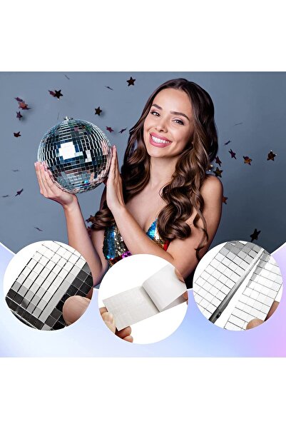 JZS Disco Ball Tiles 1464 PCS 5x5mm Self-Adhesive Mirror Silver