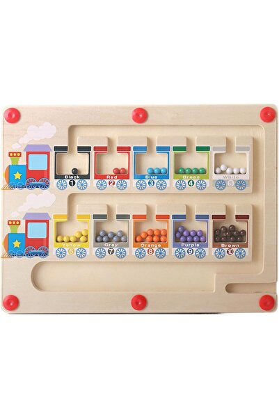 Tazweeq لوحة متاهة مغناطيسية للألوان والأرقام - لعبة مونتيسوري الخشبية لتعليم...