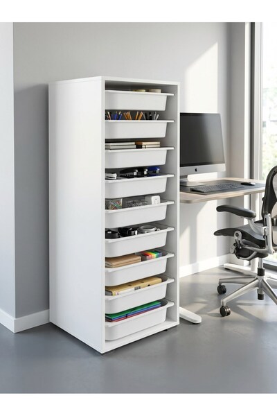 Pratico Zola 9 Sepetli Çok Amaçlı Ofis Dolabı Beyaz
