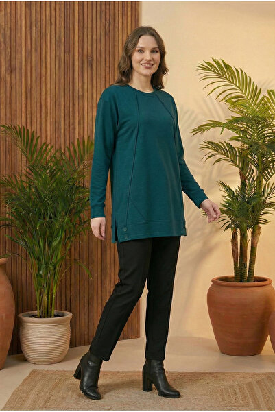 Birol Triko Women's Petrol Blue Buttoned Tunic