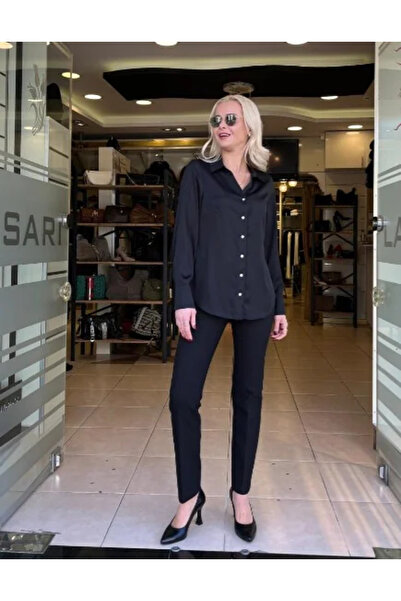 Ekol Shirt Collar Plus Size Blouse