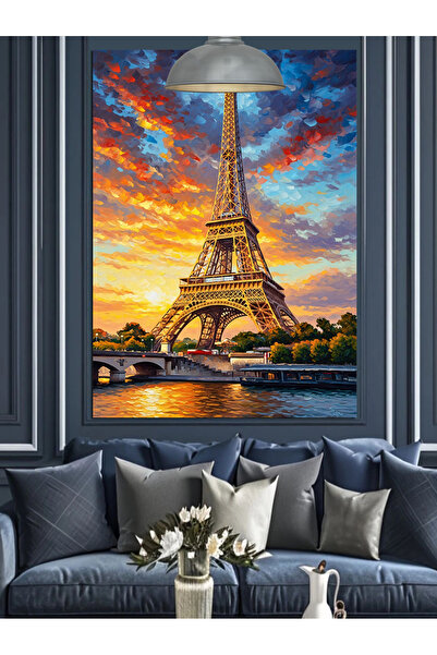KanvasSepeti Turnul Eiffel din Paris Pictură în ulei de înaltă calitate textu...