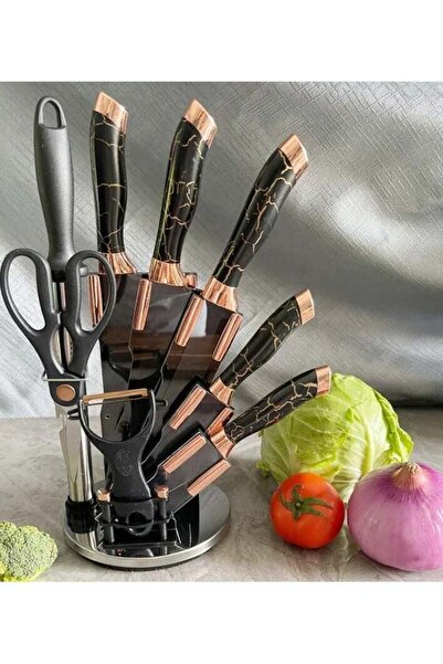 Generic Professional 9-Piece Kitchen Knife Set with Acrylic Block & Sharpener