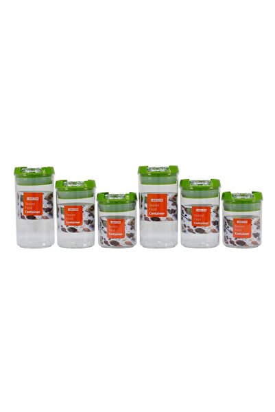 Lawazim Sealed Food Container Round 6pcs Green - BPA-Free Storage Jars