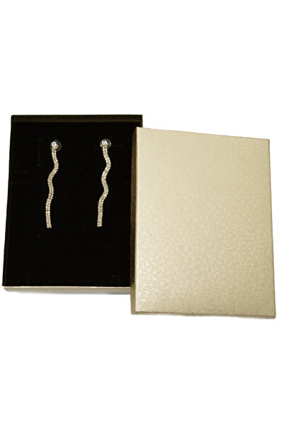 velve Long wavy earrings with semiprecious stones, Teniz, in gift box, gold