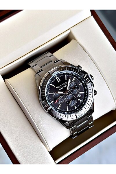 Ferrucci Functional Smoked Color Steel Cord Men's Wristwatch