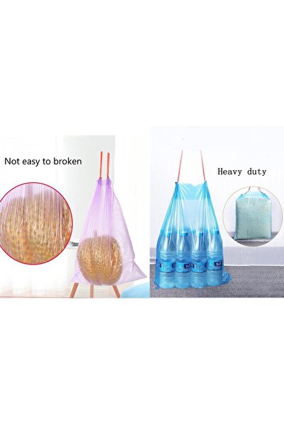 HULPPRE Eco Care Drawstring Garbage Bag 5 Gallons, Pack of 5×15 (75) Bags, Leak-Proof with Handle