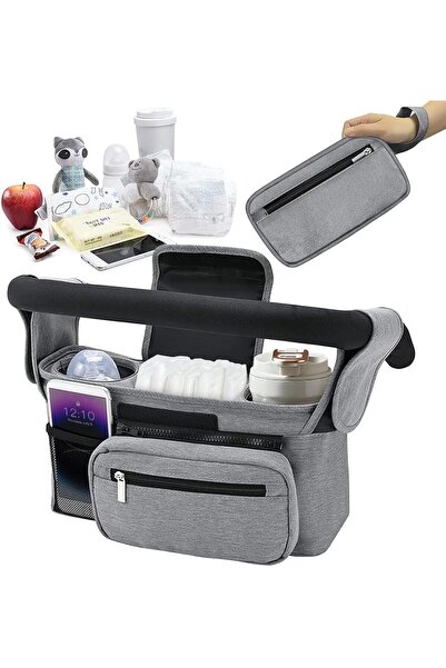 LinJie حقيبة تنظيم عربة الأطفال العالمية مع حاملات أكواب معزولة وتخزين الهاتف...