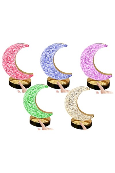 OEM Set of 2 Crescent Night Lamps, RGB, Rechargeable, Up to 8h, 3 Brightness Modes, Warm/Cool, Gold