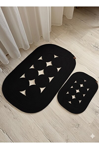 Rose go home طقم ممسحة أسود مكون من قطعتين