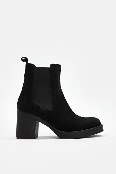 NILUFARR Μπότες με τακούνι από γνήσιο δέρμα Alisha Black Suede