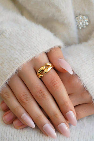 The Collection Set of 2 Modern Curved Vintage and Cross Shape Vip Gold Rings