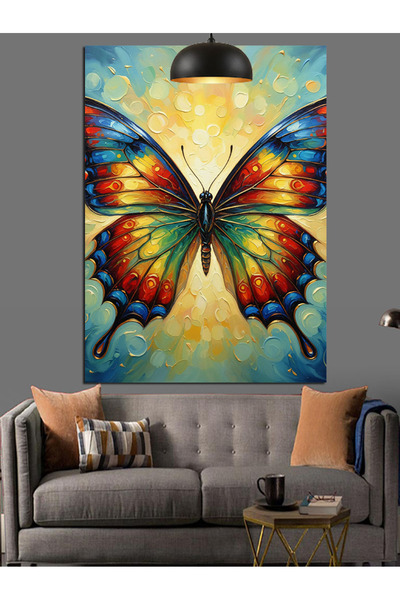 KanvasSepeti Culori de fluturi Pictură în ulei de înaltă calitate texturat Pâ...