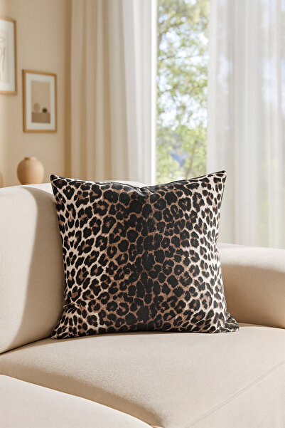 Premier Home Duck Leopar Kırlent Kılıfı Kahve V1 45x45