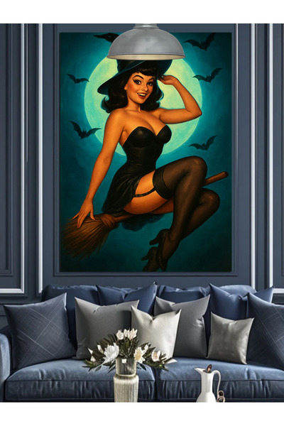 KanvasSepeti Vrăjitoare dulce Femeie Pictură în ulei de înaltă calitate textu...