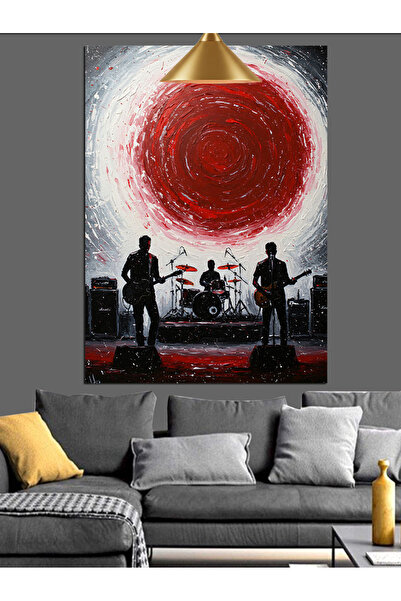 KanvasSepeti Pictură în ulei de înaltă calitate pe pânză Red Moon texturat Ca...