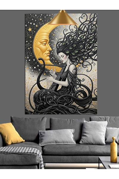 KanvasSepeti Golden Crescent and High Quality Oil Painting Textured Canvas Ca...