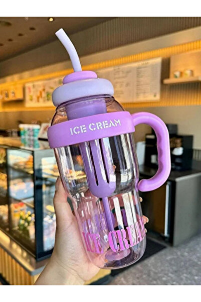 Dörtel Tedarik Bıgmug Ice Cream Tritan Water Bottle with Straw Detox Flask 1300 ml