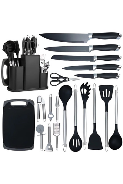 SDEPOT Set of 20 SDEPOT® kitchen utensils, made of stainless steel and food-grade silicone