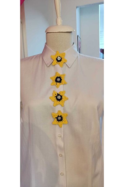 Handmade Elegance Gömlek Düğme-El Örgüsü Çiçek Motifi-Düğme Aksesuarı-Kıyafet...