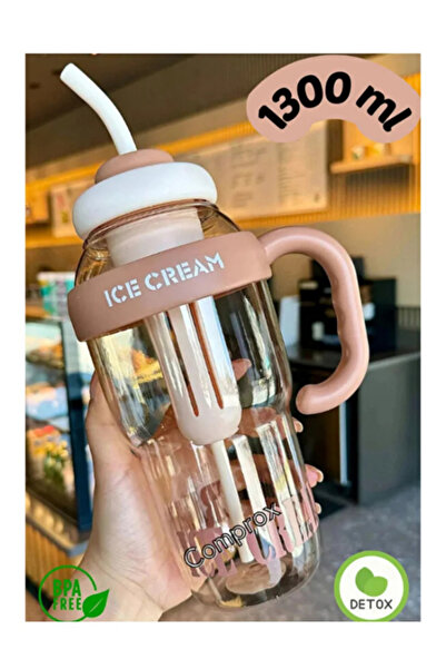 Dörtel Tedarik Bıgmug Ice Cream Tritan Water Bottle with Straw Detox Flask 1300 ml