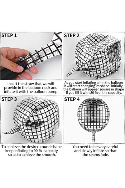 JZS Disco Ball Balloon 6 Pack, 22 Inch Golden Metallic 4D Party Decorations