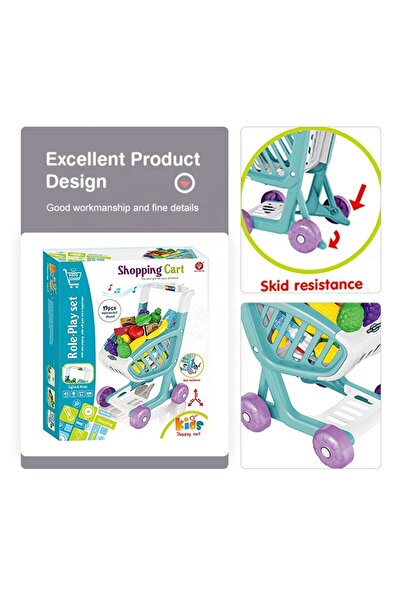 Matadi Blue children's shopping cart with moving wheels, equipped with lights and 16 songs,