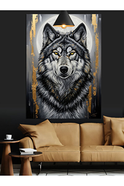 Tablo Mega Kurt Portresi Sanatsal Detaylar Dekoratif Kanvas - Mdf Ahşap Tablo