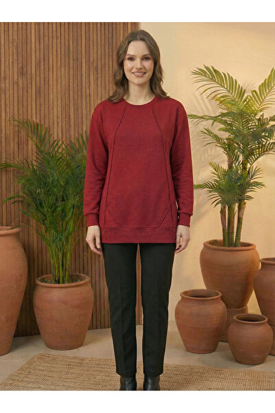 Birol Triko Women's Red Tunic with Button Detail