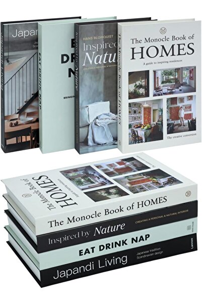 AZONEE مجموعة كتب ديكورية من 4 قطع - غلاف مقوى مزيف لديكور المنزل