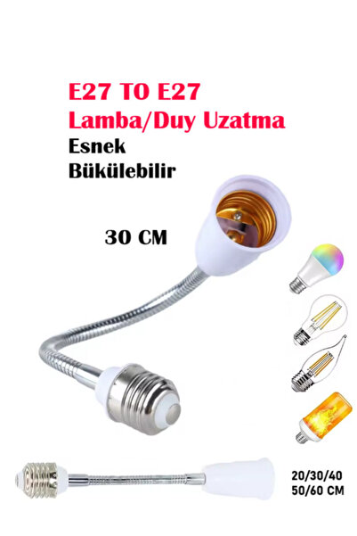 ANKTEK E27 Lamba / Duy Uzatma 30 CM Metal Esnek Bükülebilir