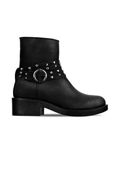 MY DERİ Lity Women's Belt Buckle Heeled Boots 4299