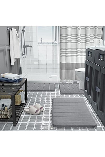 JZS Bath Mat Memory Foam Non-Slip 40x60cm Black