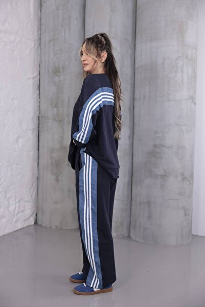 BRGCLOTHING 100% Cotton 3 Thread Denim Detailed O Oversized Cotton Tracksuit Set