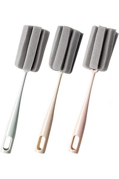 KASTWAVE 3-Piece Sponge Bottle Brush Set - Long-Handle Multi-Purpose Cleaning Brushes