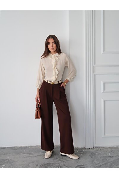 Paw Garage Women's Nova Modal Textured Pleated Palazzo Pants