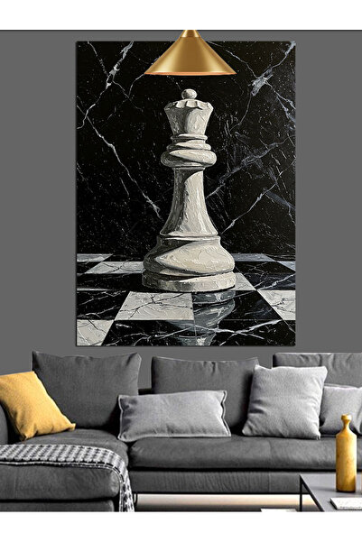 KanvasSepeti Piesă de șah Vizir Pictură în ulei de înaltă calitate texturat P...