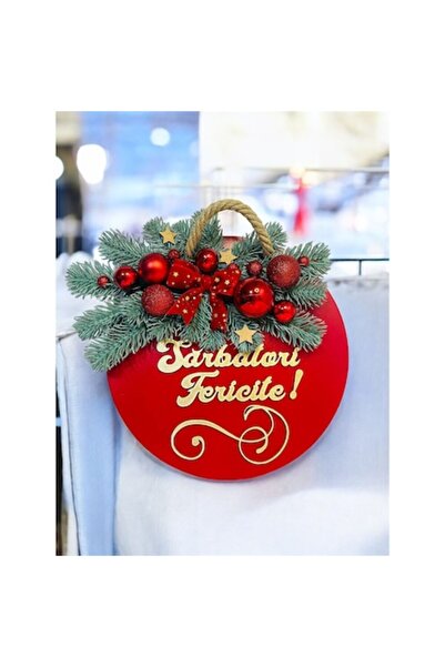 OEM Christmas wreath, painted and decorated MDF base, 30 cm diameter