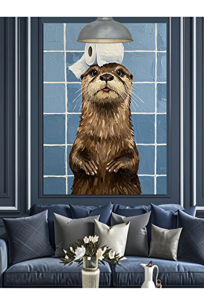 KanvasSepeti Alpaca llama amuzantă Pictură în ulei de înaltă calitate textura...