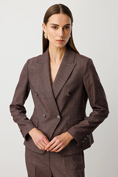 Ekol Omu Shoulder Pad Jacket with Flap Pockets Burgundy