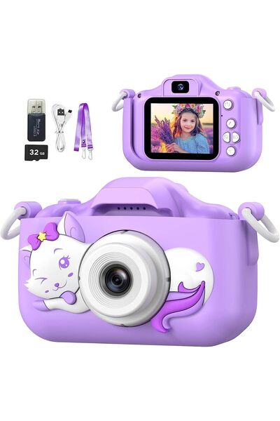 ZONEY لعبة كاميرا رقمية للأطفال مع غطاء سيليكون، كاميرا مزدوجة، فيديو بدقة 10...