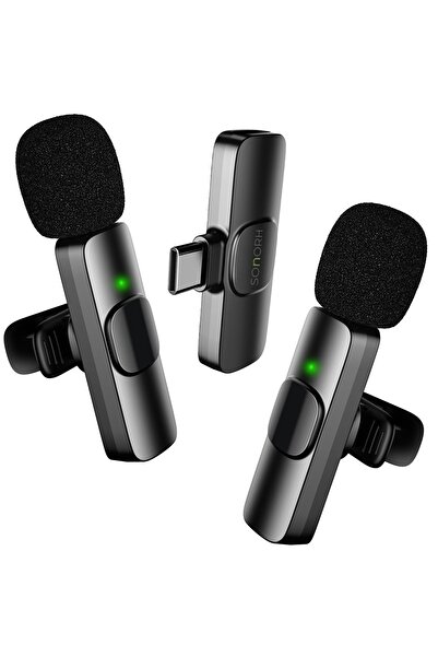 SONORH Set profesional – 2 microfoane wireless Lavalier, compatibile cu Type-C, Android/iPhone/iPad