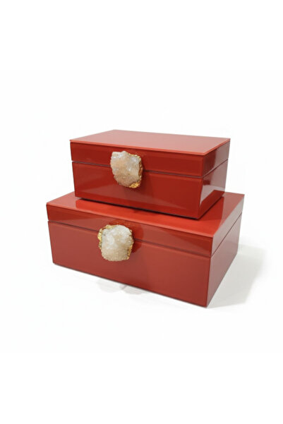 PELLE DESİGN Dekoratif Cam Kutu 2li set Kutu