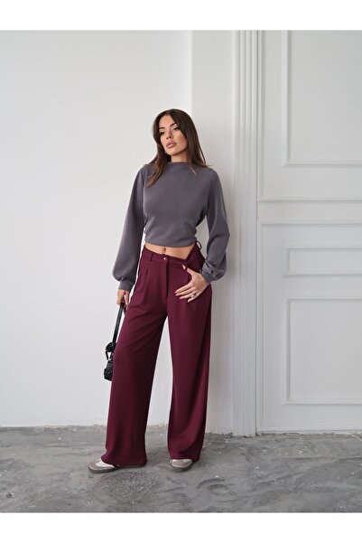 Paw Garage Women's Nova Modal Textured Pleated Palazzo Pants